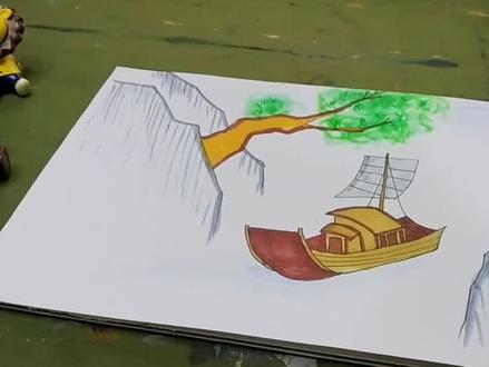 古诗配画早发白帝城#创意美术 #简笔画