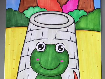 寓言故事简笔画,井底之蛙#跟着抖音学画画 #一起学画画 #育儿简笔画 #简笔画 #亲子育儿