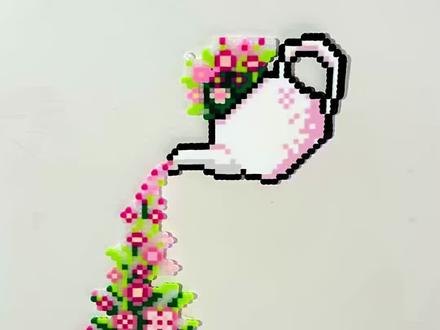 拼豆的第二十九天,太爱这个花花茶壶#拼豆豆