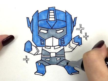 小男孩喜欢的机械战甲,教大家画一个擎天柱#简笔画 #手绘 #儿童简笔画 #变形金刚 #绘画过程 #简笔画教程