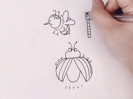 #一起学画画 #简笔画 #幼儿简笔画 #创意儿童美术 蜜蜂🐝瓢虫🐞蜻蜓#简笔画教程 #简笔画的日常