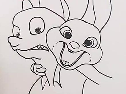 疯狂动物城:朱迪&尼克 #简笔画 #简笔画 #一起学画画 #动画电影 @DOU+小助手