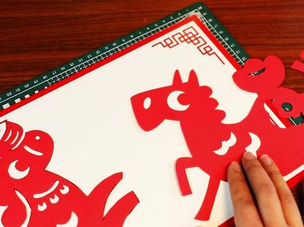 儿童马年剪纸A4带线稿 赠底板展示卡 轻松解锁新年氛围 #剪纸 #窗花 #手工diy #剪纸教程 #热门