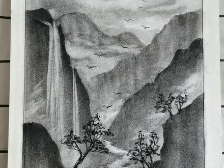 零基础小白也可以画出来的山水画#零基础学画画 #一学就会系列 #儿童画 #创意 #铅笔山水画