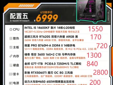 618电脑配置分析 杰之睿第5期 146加5060ti 6999元 优惠力度700 #杰之睿电脑 #618电脑配置 #14600k #5060ti #电脑主机配置推荐