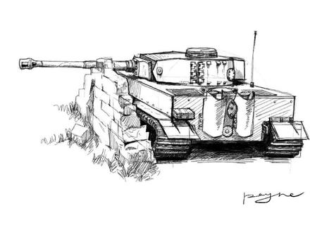 #虎式坦克 #手绘坦克 #日常瞎画 虎式坦克躲在墙后猥琐发育