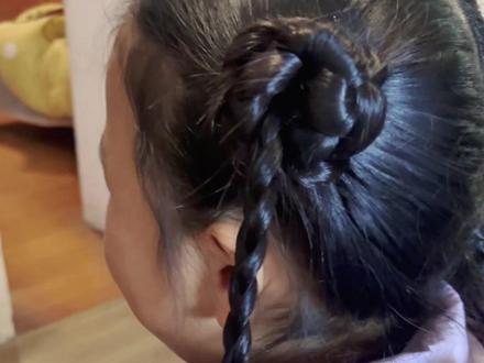 超简单三股辫俏皮丸子头教程#人类幼崽 #编发教程 #编发女童 #女童编发教程
