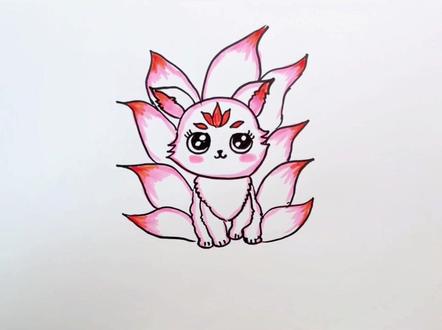 简笔画九尾狐~#山海经 #九尾狐 #九尾狐简笔画 #山海经简笔画