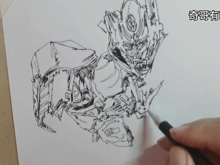 擎天柱速写,尽情挥洒笔触的同时一定注意整体关系,掌握好形体 #手绘 #速写 #擎天柱 #变形金刚动画 #简笔画