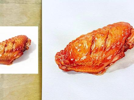 可乐鸡翅水彩干货教程 #水彩 #画画 #美食 #抖音年味艺术图鉴 #2026绘画开年挑战