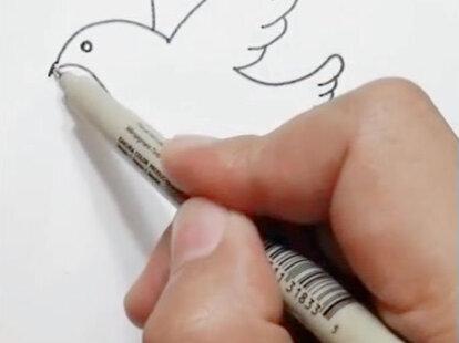 画只正在飞翔的小鸟,看看像什么鸟呢#育儿简笔画 @抖音小助手