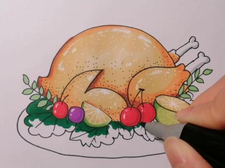 教你画个烤鸡 #儿童简笔画 #简笔画教程 #想画就画 #零基础学画画