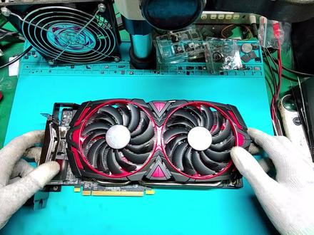 微星RX580花屏核心显存坏,更换料板上一颗570的核心成功救活了