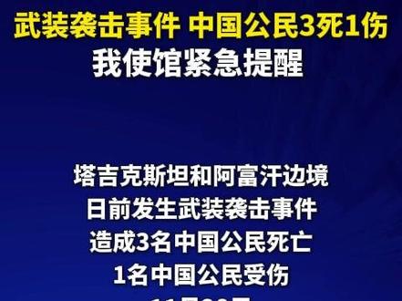 武装袭击事件,中国公民3死1伤!我使馆紧急提醒