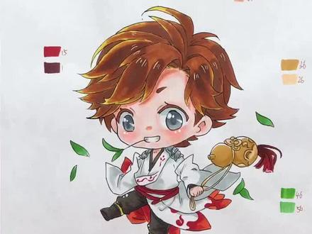 酒剑仙———李白#动漫教程 #马克笔手绘 #q版动漫人物 #焦作漫画 @抖音小助手