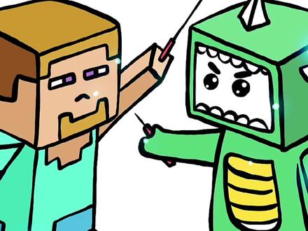 超燃手绘!我的世界大战迷你世界!#我的世界vs迷你世界 #我的世界 #迷你世界 #简笔画@DOU+小助手 @抖音小助手