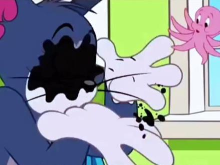 小章鱼喷了汤姆一脸墨汁#回忆童年经典动画片