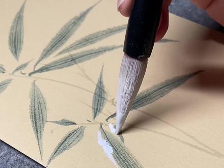 国画雪竹这样画,是不是很简单?#竹子 #竹子的画法 #国画教程 #简笔画 #国画