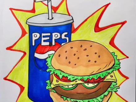 今天画汉堡可乐🥤#汉堡可乐 #汉堡简笔画 #可乐 #儿童绘画 #简笔画 #一起学画画