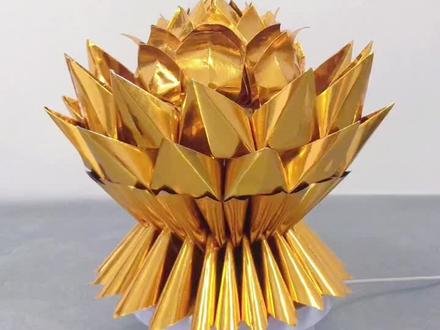 56张元宝折纸「莲花盆」折法#抖音热门 #折纸#手工#聚宝盆