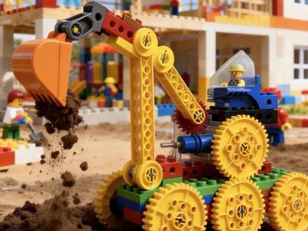 小人国第一座幼儿园开工!看桃子老师如何用“迷你挖机”搞定超级地基!🏗️🧱 #工程启蒙 #亲子搭建#乐高moc #挖掘机 #乐高积木