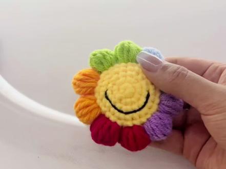 5圈多彩向日葵钩织教程#我的手工作品