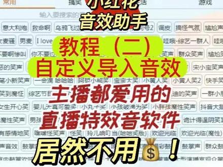 直播必备软件 主播特效音 音效软件 小红花音效助手 教程(2)自定义导入音效 #小红花音效助手#主播音效 #主播音效软件 #主播音效助手 #直播音效 #主播特效 #直播特效音 #主播 #直播 #声卡 #声卡演示 #声卡设备 #声卡调试