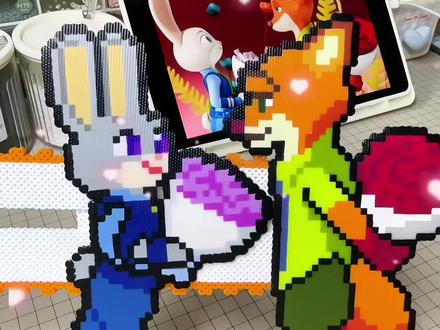 朱迪尼克贴贴乐 最适合家产的一集来了🌟 #拼豆 #拼豆豆 #拼豆图纸 #疯狂动物城 #朱迪尼克