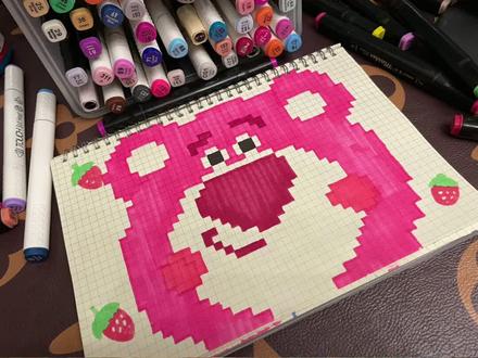 #像素画教程 迪士尼系列2 #草莓熊 太可爱了叭,像你一样。欢迎合拍