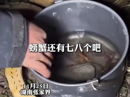 #张家界七星山荒野求生 决赛第二天,#林北抓到好多螃蟹直接生吃 ,三件套变成棕榈芯、芭蕉芯配螃蟹。