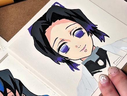 同时失去了两个妈妈…… 我的猪猪好可怜🥺伊之助九宫格下期画谁呢?🖌️画笔恩米小黑盒#鬼灭之刃 #蝴蝶忍 #伊之助 #恩米小黑盒 #丙烯马克笔绘画