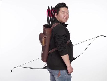 户外人真皮背式箭囊#HUWAIREN弓箭 #因为专业所以值得信赖 #射箭