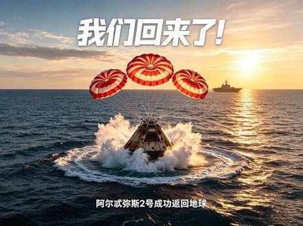 35 倍音速完美溅落,阿尔忒弥斯 2 号任务圆满收官! #阿尔忒弥斯2号 #美载人绕月飞船返回地球 #阿尔忒弥斯2号返回地球 #创作灵感 #上热门