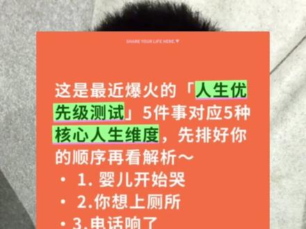 人生优先级测试 #性格分析 #心理测试 #测试游戏 #情感心理