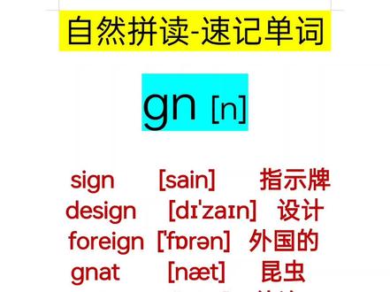gn辅音组合发音#英语学习方法技巧 #家长收藏孩子受益 #英语 #零基础英语 #单词快速记忆法