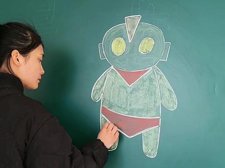 这样画奥特曼也太简单了吧#粉笔画 #简笔画 #奥特曼