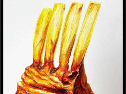 画个@MR-白冰 吃的战斧牛排,这谁扛得住啊?死忠粉必须画个他爱吃的,嘻嘻#彩铅 #牛排 #手绘