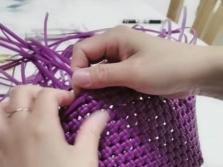 藤条编织紫色包包教程二#藤条编织 @DOU+小助手