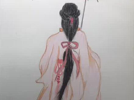 教你画古典风,一分钟学会美女孤单背影,彩铅绘画