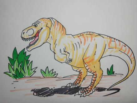 简笔画霸王龙#简笔画 #画画 #恐龙 #霸王龙 #绘画过程