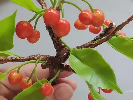 微缩樱桃树二,树枝的做法来啦#手工diy #爱手工爱生活 #一起玩手工吧 #微缩食玩