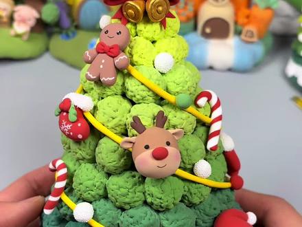 废土渣渣又派上用场了 用它做一个粘土圣诞树吧#超轻粘土#教程#亲子手工#手工diy #真实生活分享计划