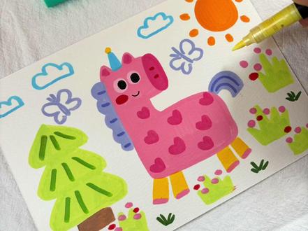 简笔画教程 | 小马 #丙烯马克笔#简笔画教程#涂鸦#儿童画#解压