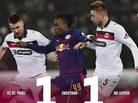 圣保利主场1:1绝平莱比锡红牛