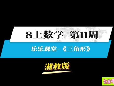 8上数学-第11周- 三角形(乐乐课堂) #湘教版