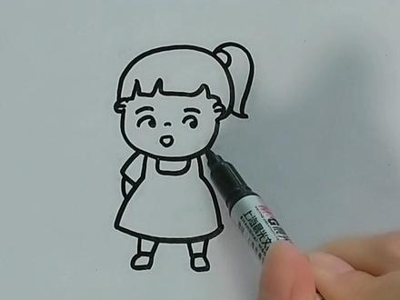 马尾女孩简笔画,一看就会#萌知计划 #绘画手工 @抖音青少年 #简笔画