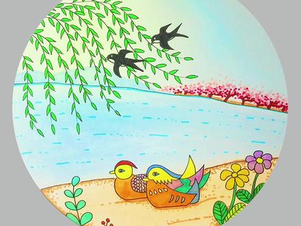 古诗配画《绝句》杜甫#诗意生活 #诗文 #幼儿古诗 #绝句#鸳鸯#简笔画#少儿美术#古诗配画#抖音小助手@DOU+小助手