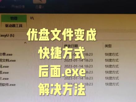 优盘文件变成快捷方式,.exe解决方法。u盘文件打开空的#远程协助维修#叶工搞机