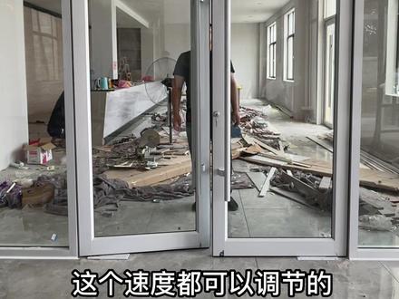玻璃门速度快慢都是可以调节的。。受气候变化影响冬天慢 夏天快 都很正常.#肯德基门#地弹门#全国发货