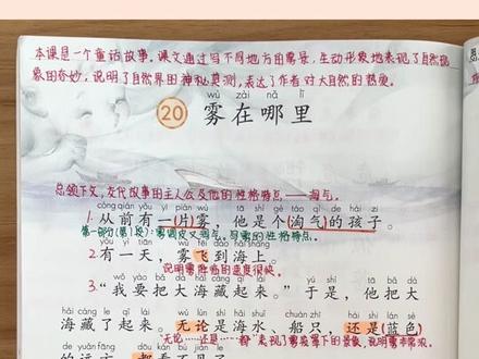 部编版语文二年级上册课文《雾在哪里》课前预习课文,生字组词积累,课文句子仿写#小学语文纵老师 #课堂笔记 #小学语文